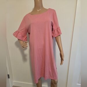 J.Crew Factory Pink Ruffle Sleeve T-Shirt Dress